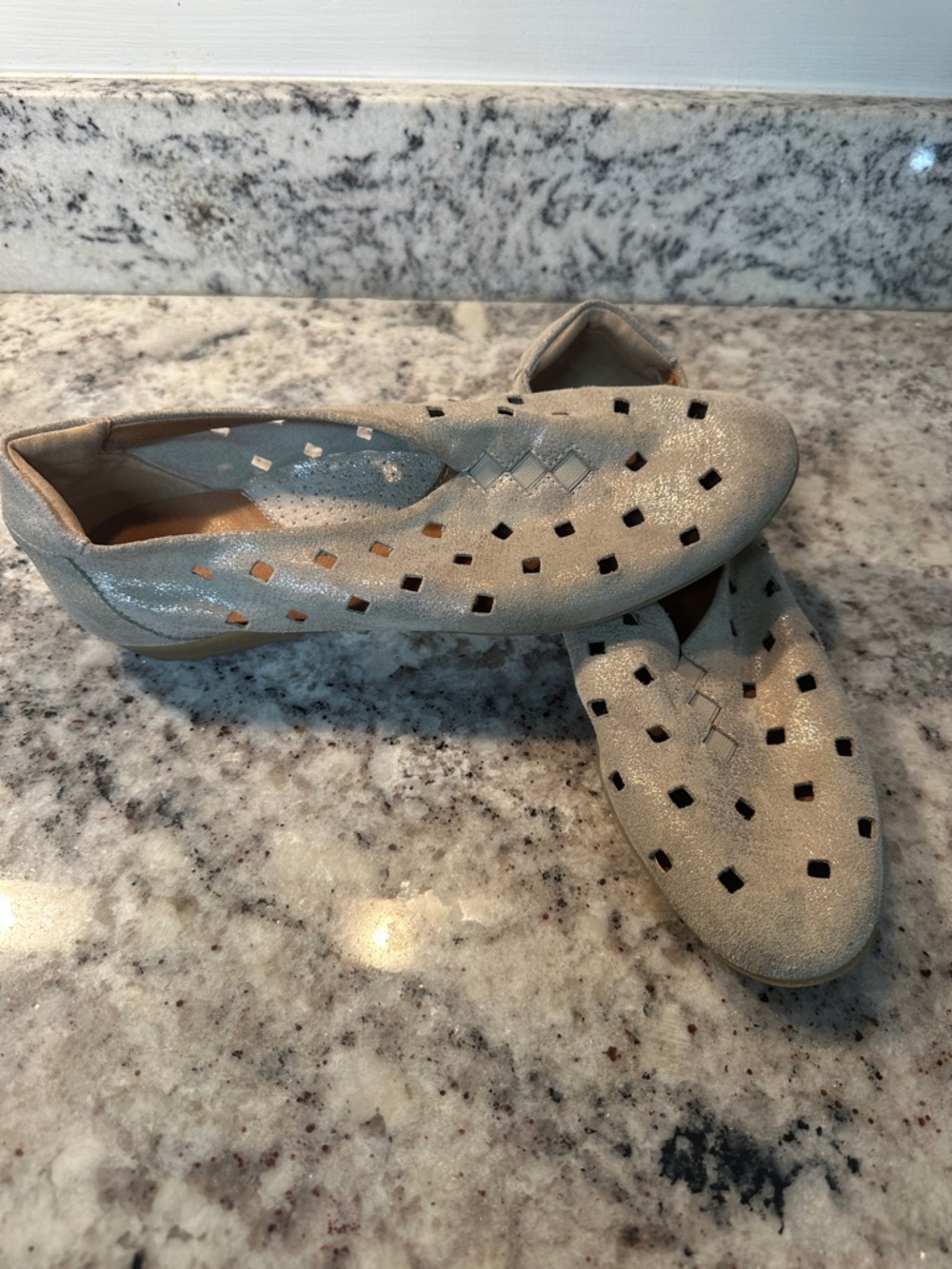 Sesto Meucci Women’s Sparkle Cutout Slip-On Loafers in metallic gold